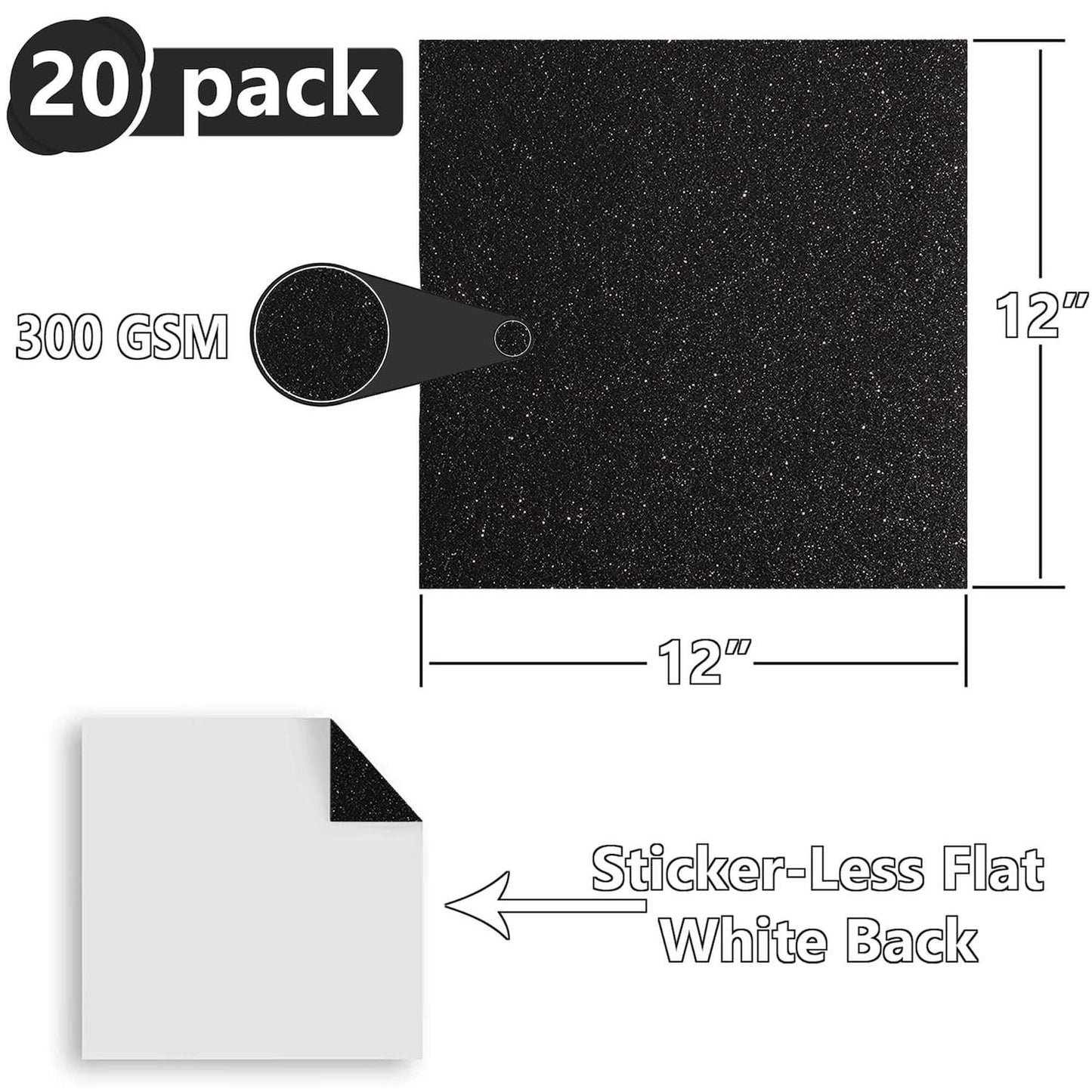 20 Pack - Black 12x12