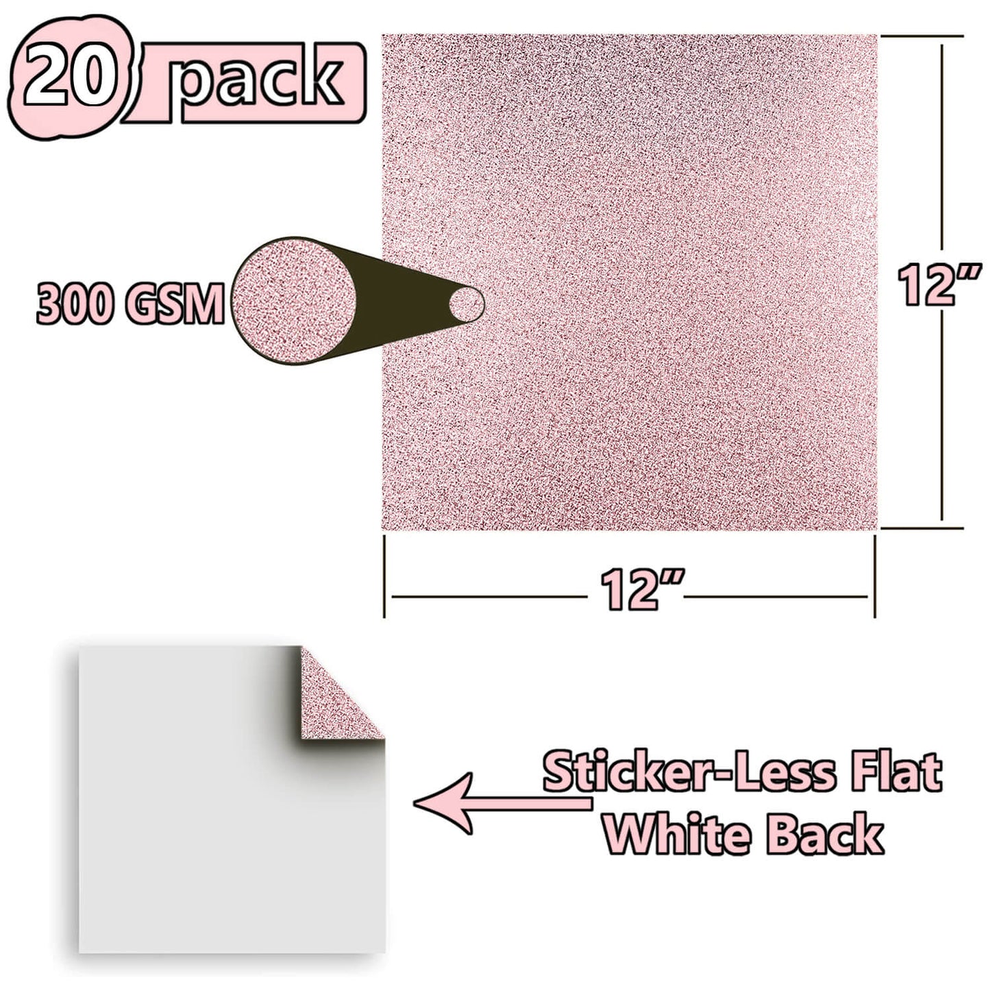20 Pack - Rose Gold 12x12