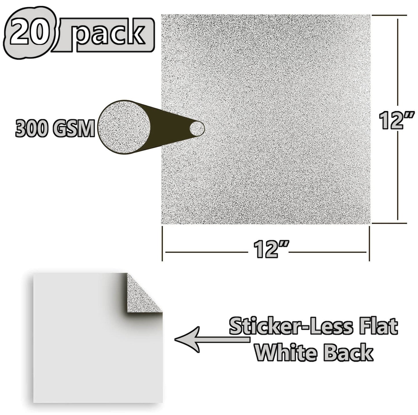 20 Pack - Silver 12x12